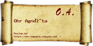 Ohr Agnéta névjegykártya